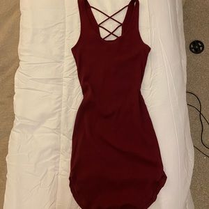 Maroon Criss Cross Casual Dress!❤️